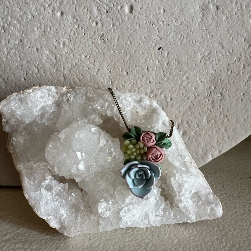 ETEN IREN Succulent Pendant Necklace Clay Art Cactus Plant artisan Etsy